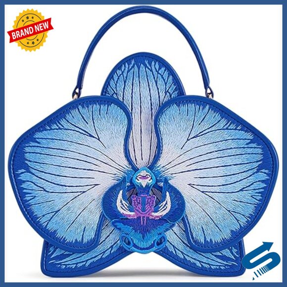 Vegan Leather Top Handle Crossbody Bag Satchel Flower Shape